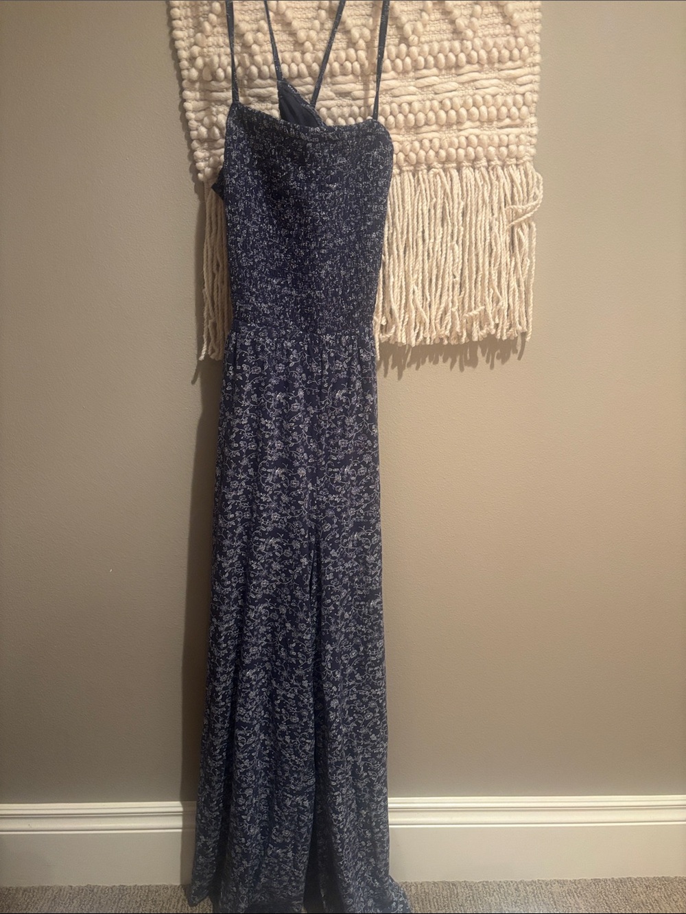 American Eagle Outfitters Navy Floral Strapless Romper Jumpsuit